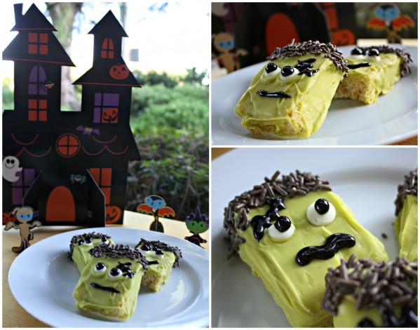 Frankenstein Rice Krispie Treats - Halloween recipes for kids