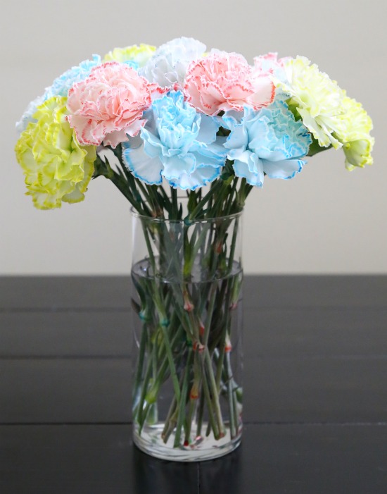 Spring Bouquet with flowers colored with food coloring.jpg